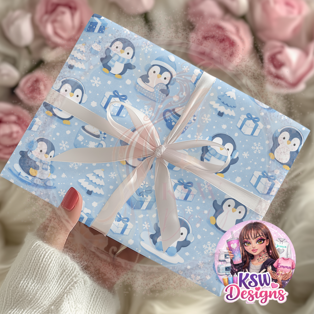 Winter Penguin Party - A3 Wrapping Paper Sheet