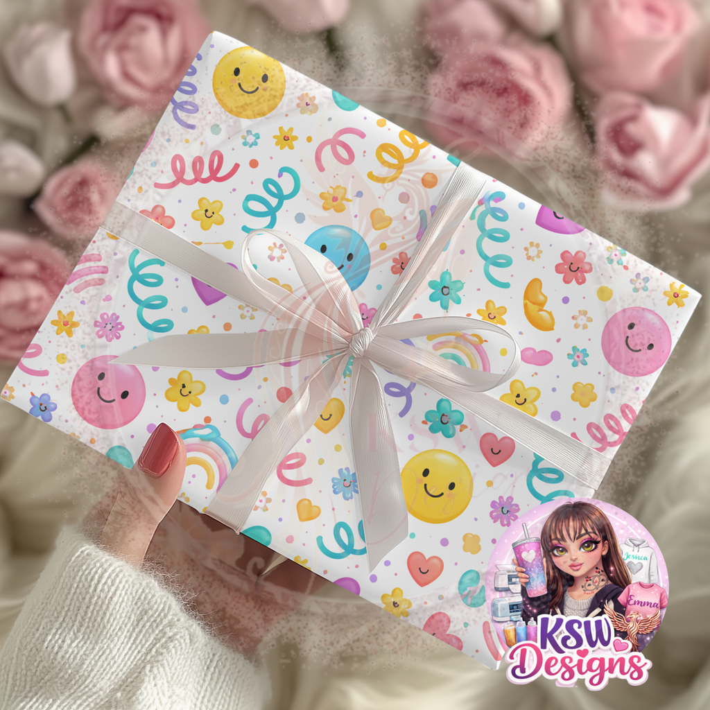 Happy Vibes Smiley Rainbow - A3 Wrapping Paper Sheet