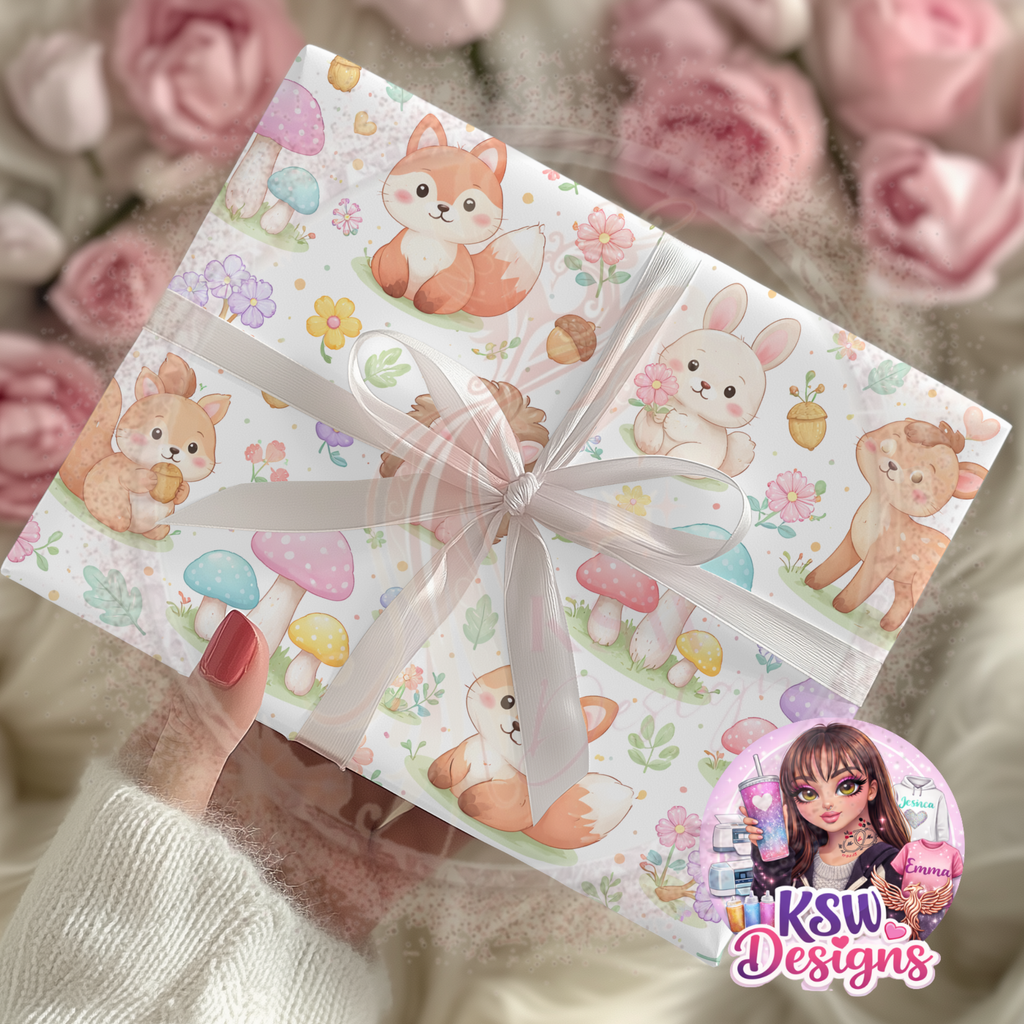 Pastel Woodland Friends - A3 Wrapping Paper Sheets