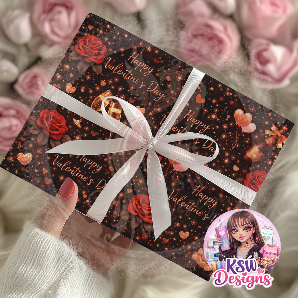 Midnight Sparkle Valentine Wrapping Paper Sheets