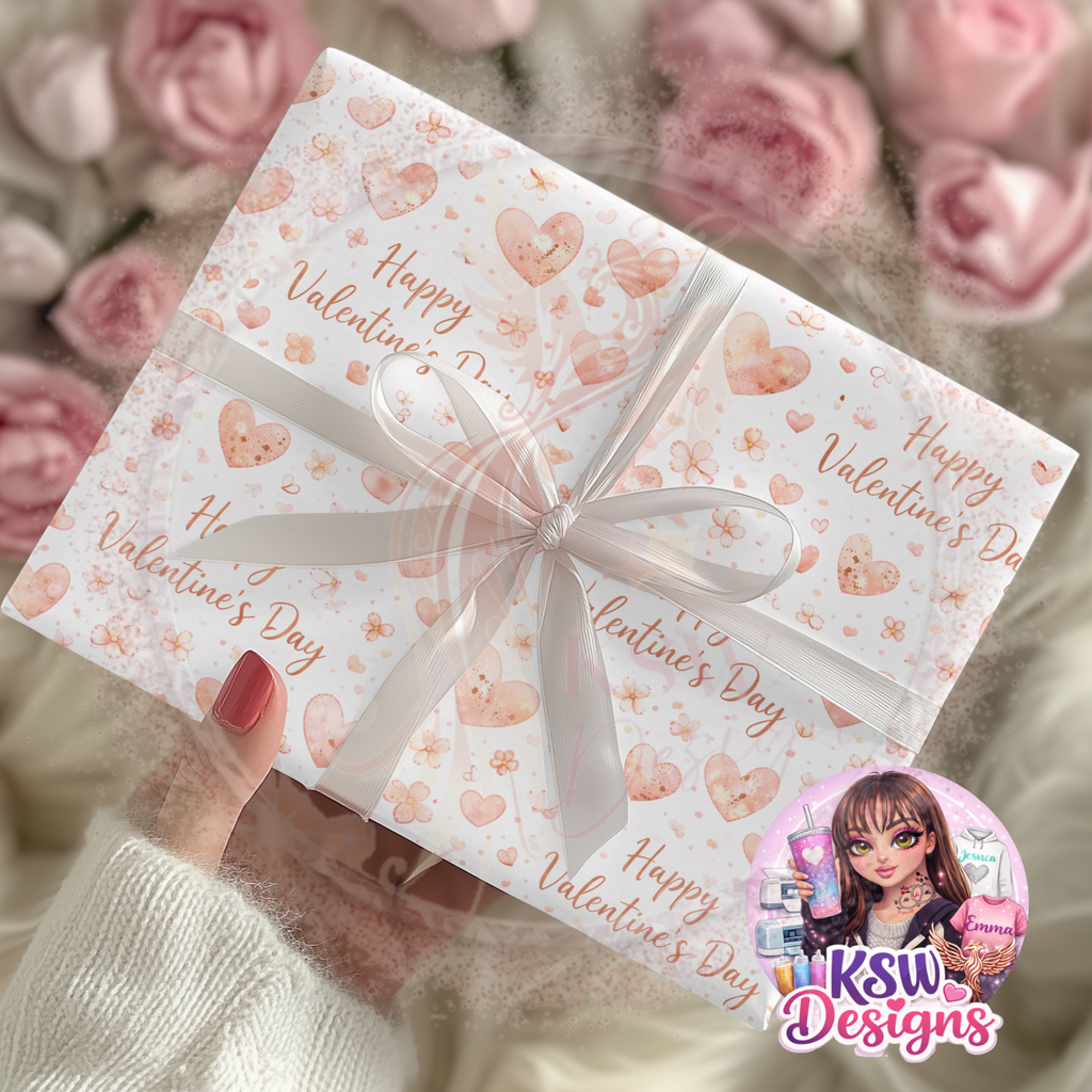 Blush Hearts Valentine’s Day Wrapping Paper Sheets
