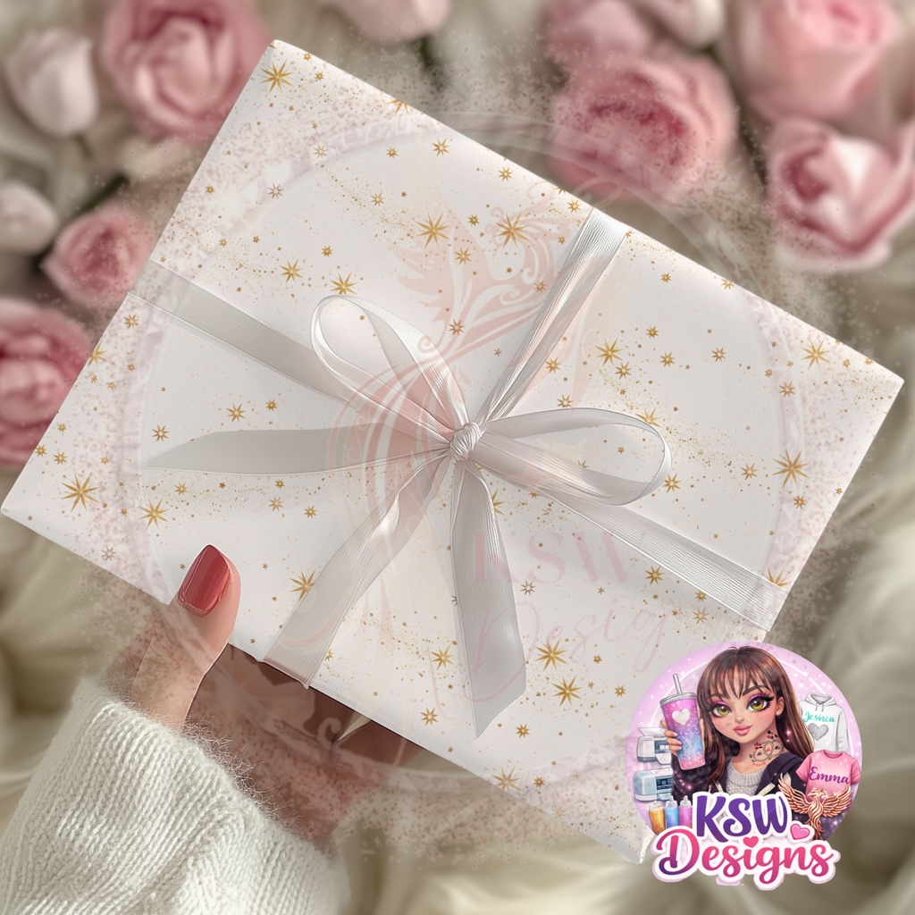 Golden Stardust Wishes Wrapping Paper Sheets