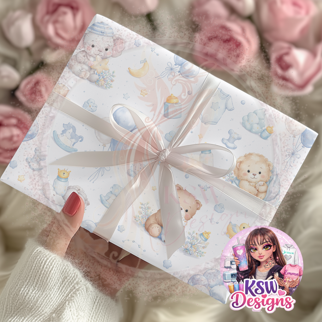 Little Blue Baby Dreams Wrapping Paper Sheets