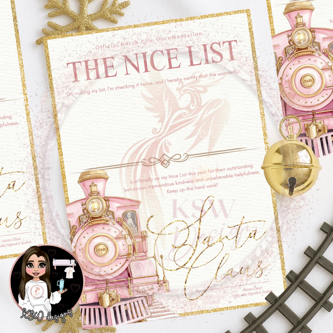 Express Train Pink - Nice List Certificate
