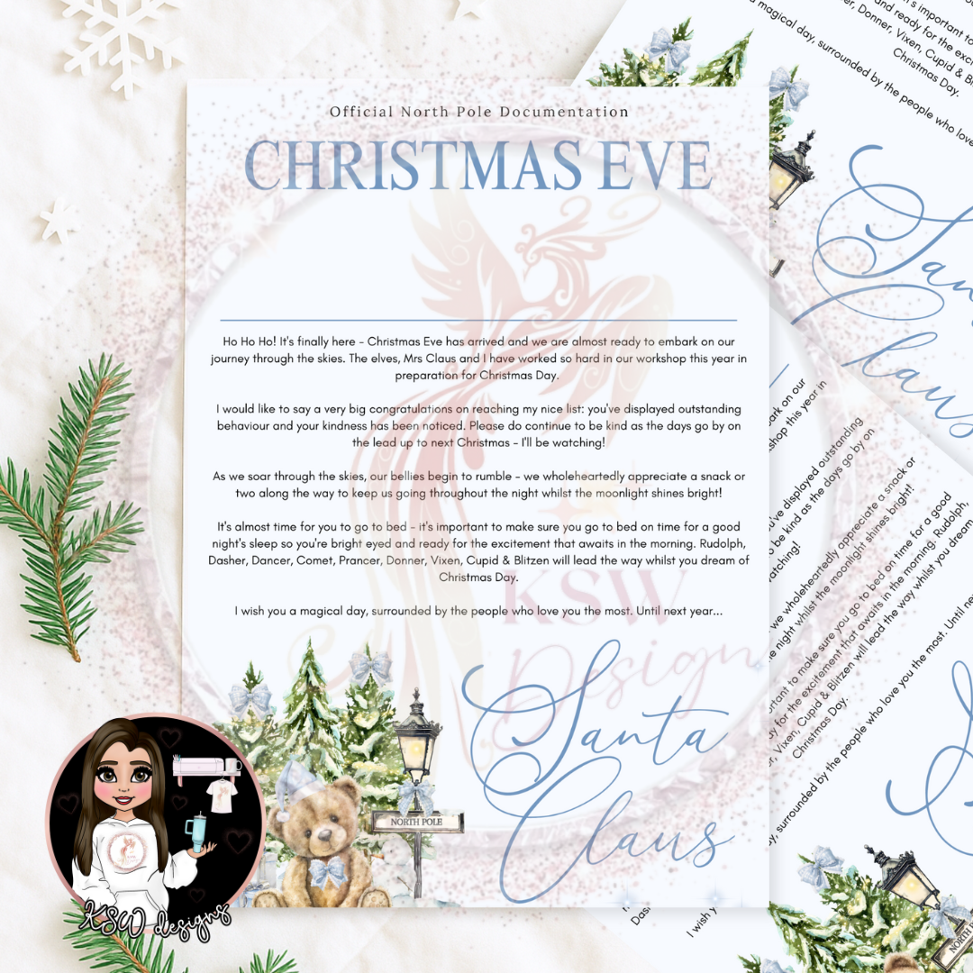 North Pole Bear Blue - Christmas Eve Letter