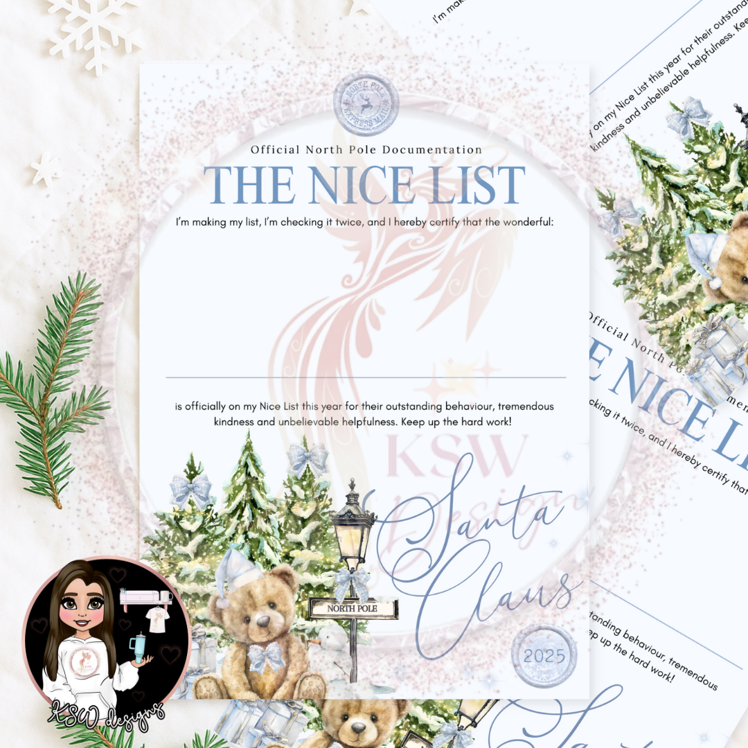 North Pole Bear Blue - Nice List Certificate