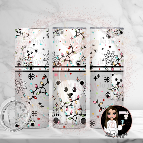 Festive Polar Bear Christmas 20oz Tumbler