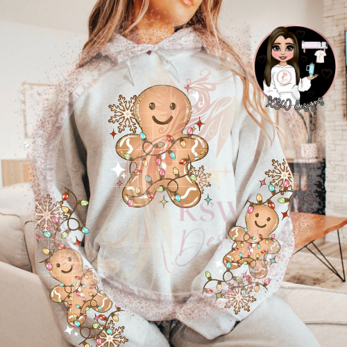 Festive Gingerbread Man Lights Zip-Up Hoodie