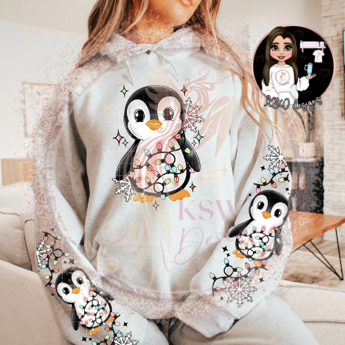 Festive Penguin Christmas Lights T-Shirt