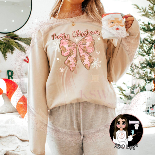Merry Christmas Gingerbread Man Bow Hoodie