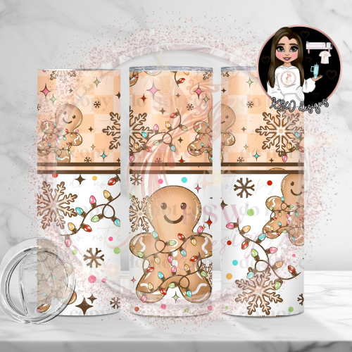 Festive Gingerbread Man Lights - 20oz Tumbler