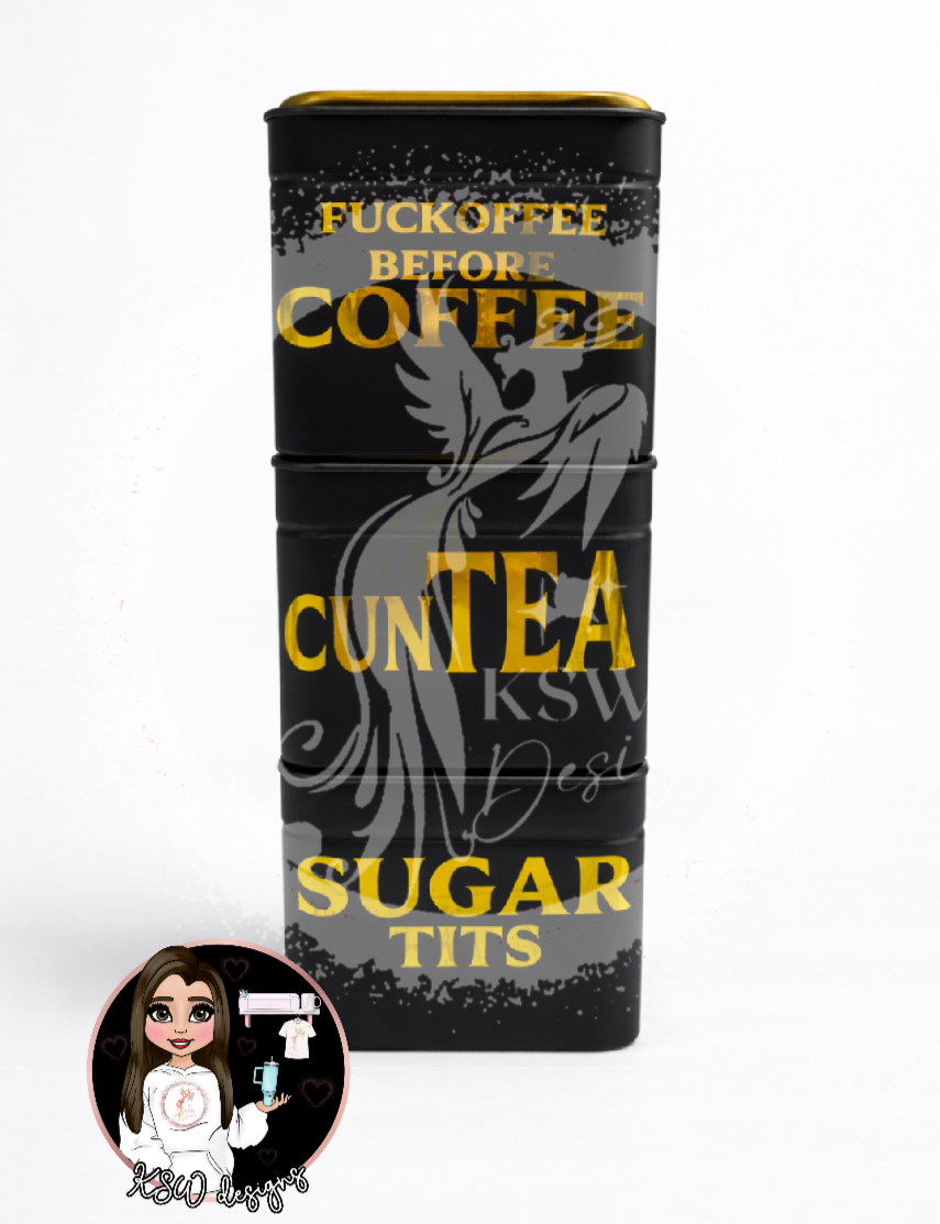 Profanity Coffee,Tea,Sugar Canister Set