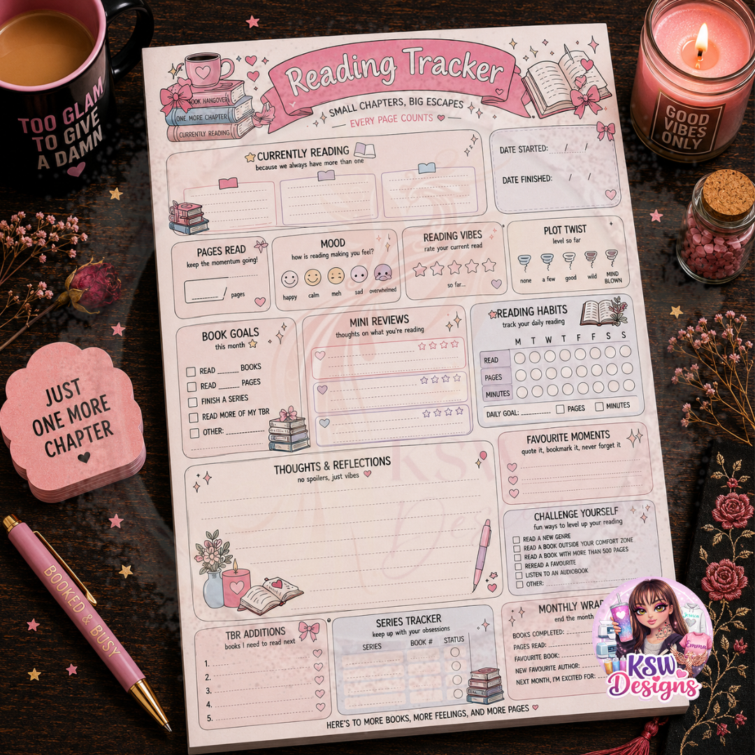Reading Tracker Notepad | A4 & A5 Book Journal & Reading Log