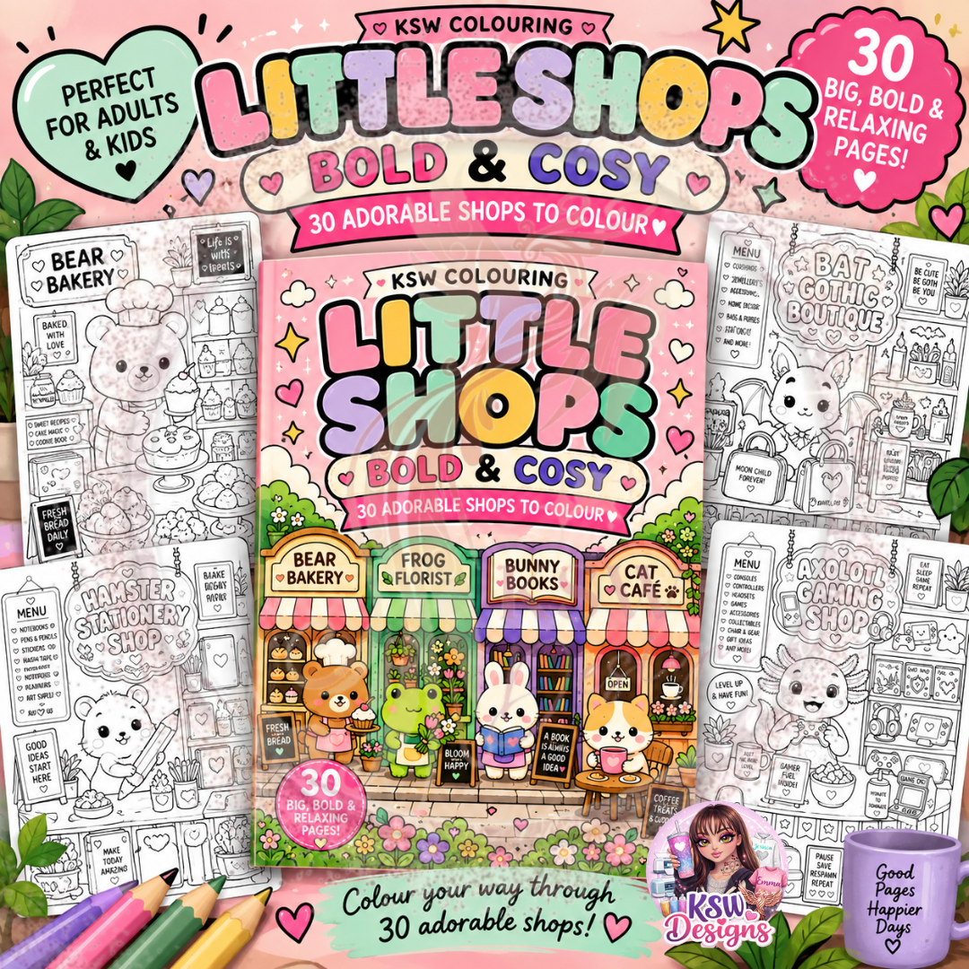 Little Shops Bold & Cosy Colouring Book – 30 Cute Shop Colouring Pages