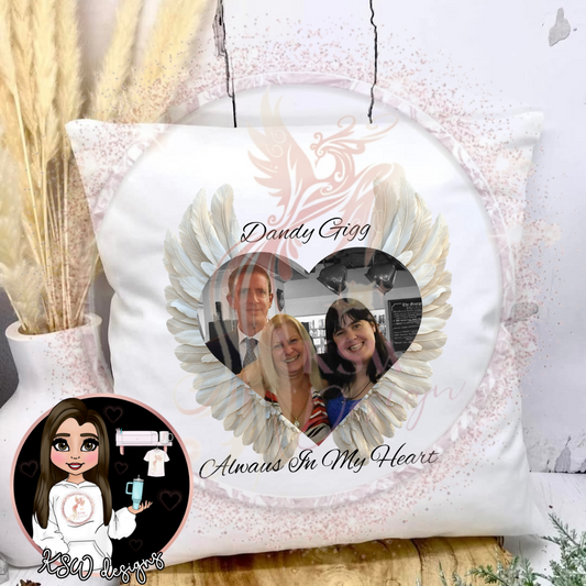 Memorial Angel Wings Photo Cushion