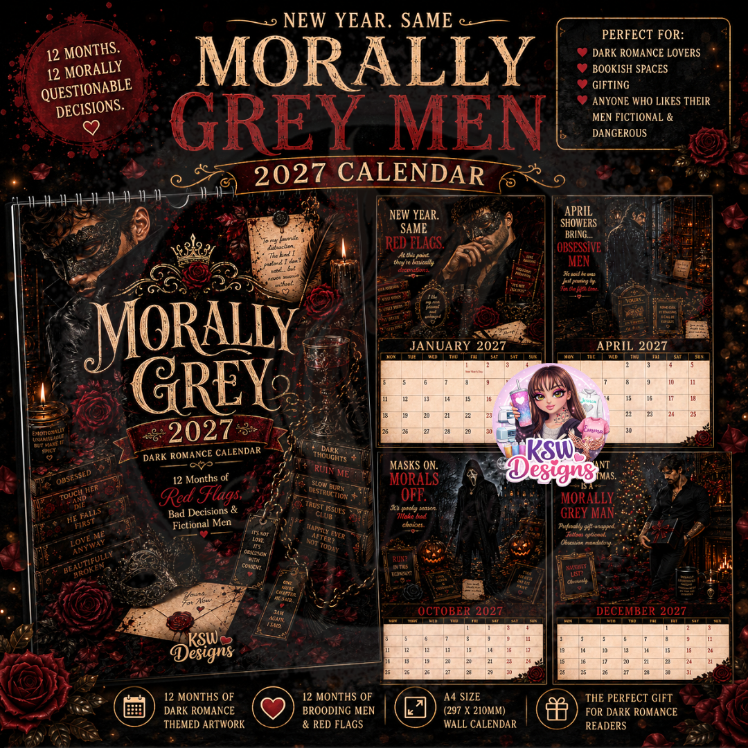 Morally Grey Men 2027 Dark Romance A4 Wall Calendar