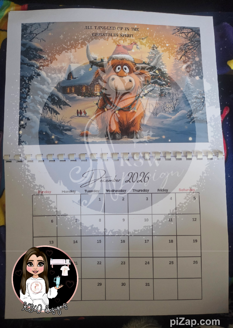 Highland Cows 2026 Calendar V2 - Landscape