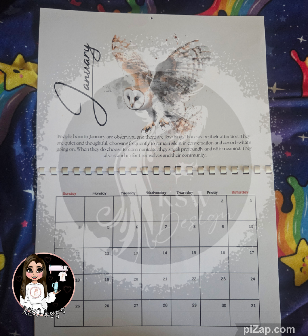 Watercolour Birth Bird - Landscape Calendar 2026