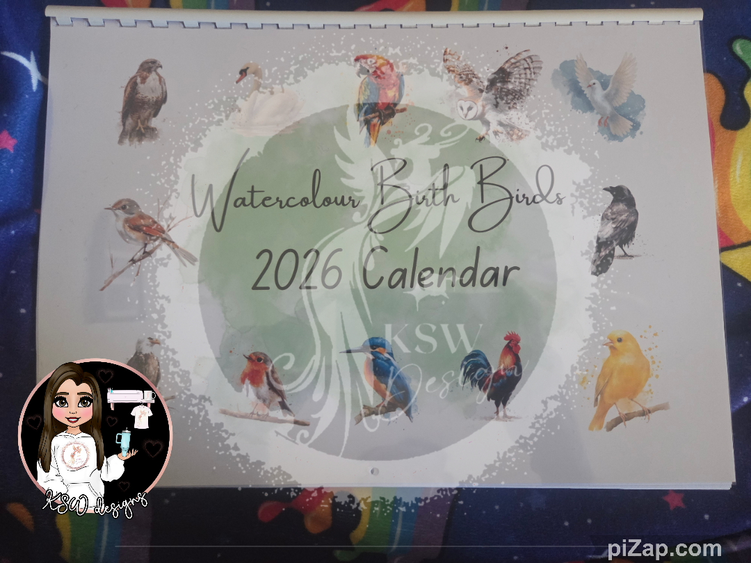 Watercolour Birth Bird - Landscape Calendar 2026