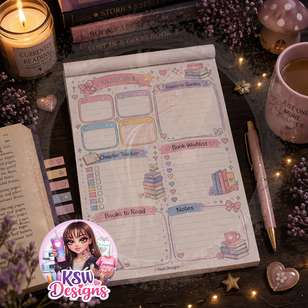 Currently Reading Book Tracker Notepad – Book Lover Stationery