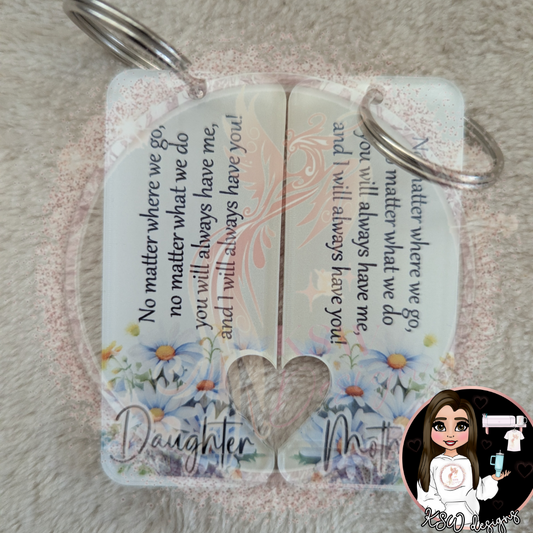 Mother & Daughter No Matter Keyring Set