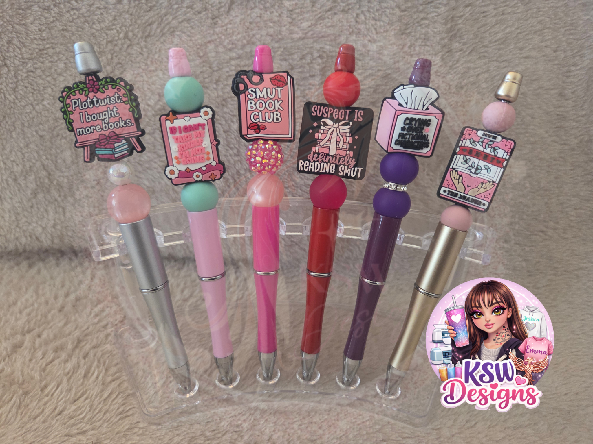 Spicy Bookish Beaded Pens – Smut & Romance Reader Pens