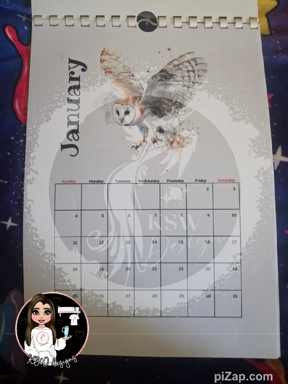 Watercolour Birth Bird - Portrait Calendar 2026