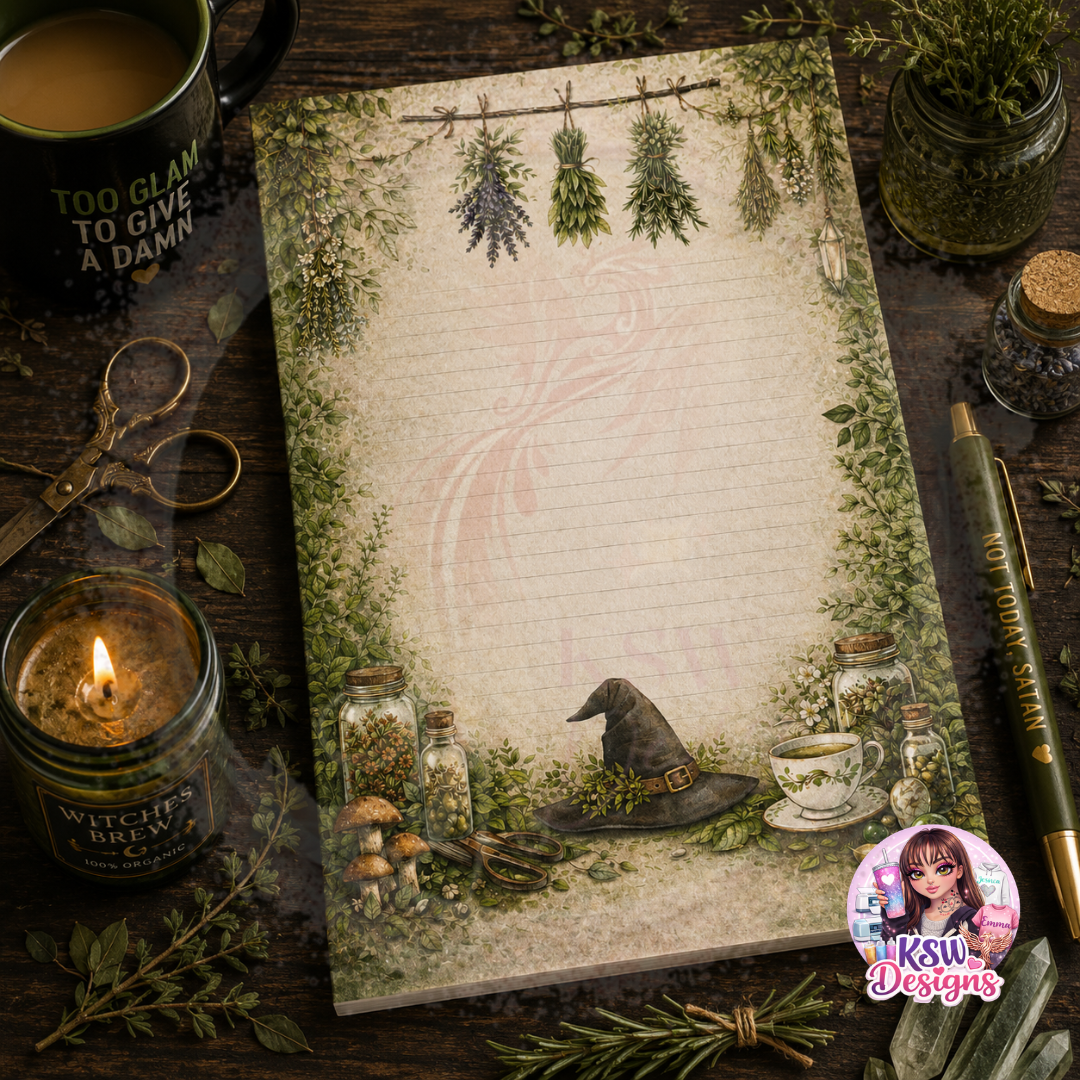 Herbal Witch Lined Notepad | A4 & A5 Botanical Writing Pad