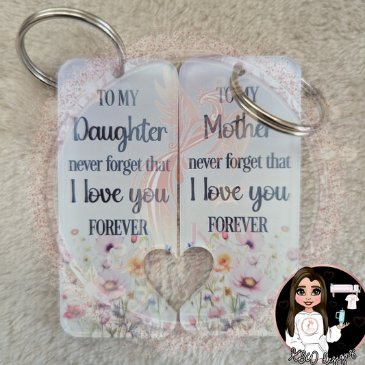 Mother & Daughter Love You Keyring Set