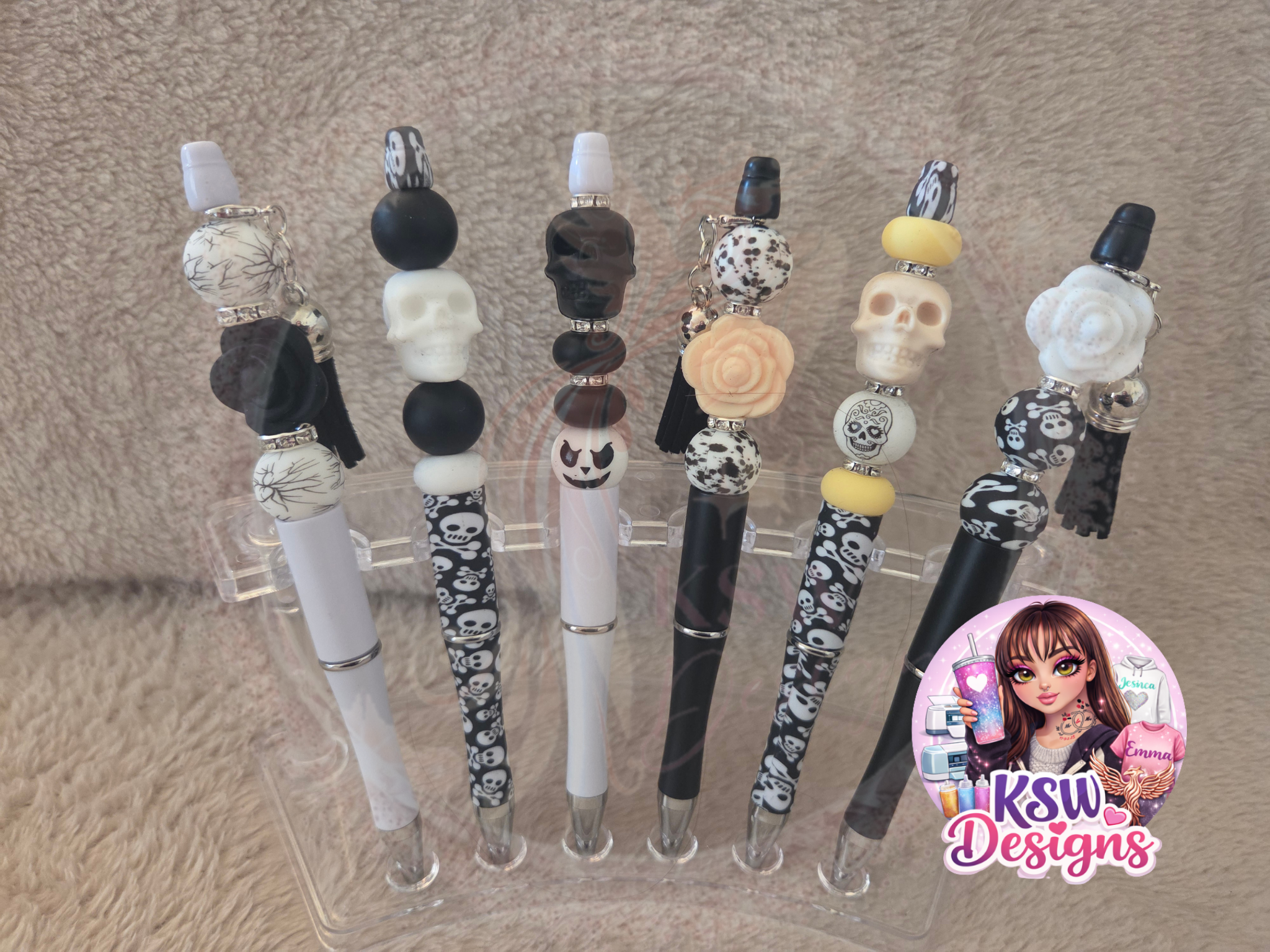 Gothic Skull Beaded Pens – Alternative & Spooky Designs