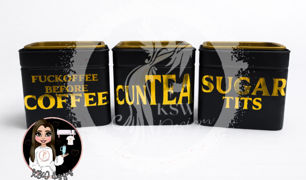 Profanity Coffee,Tea,Sugar Canister Set