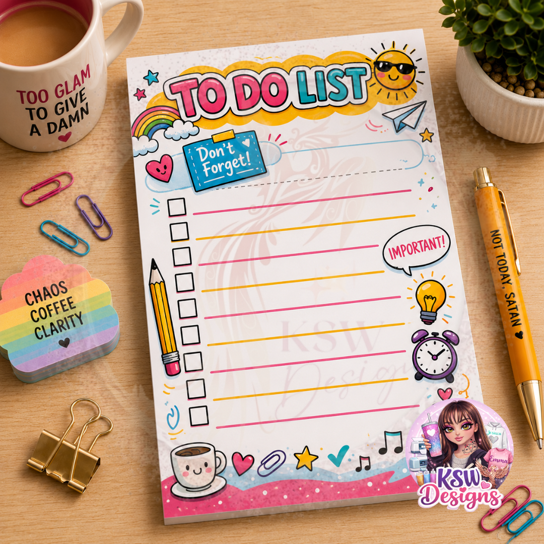 Colourful To Do List Notepad | Tear-Off Checklist Pad